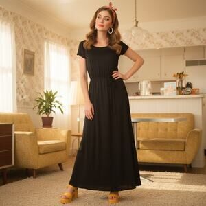 Vintage Wimzee by Mr. Fine Black Maxi Dress – 1970s Prairie Elegance